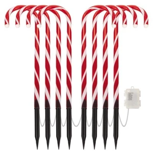 Candy Cane Christmas Outdoor Lights - 8 -Pack - 40cm tall - 9.2mtr PRELOVED - Picture 1 of 12