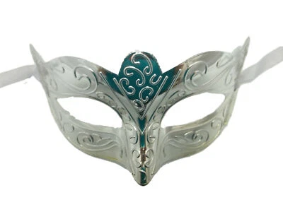 Scallop Metallic Silver Venetian Mardi Gras Masquerade Party Value Mask - Image 1 of 4