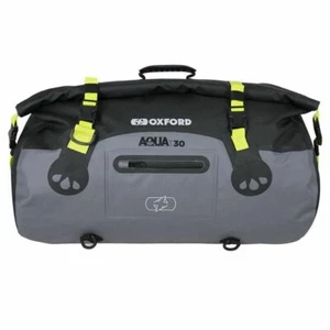 Oxford Aqua T30 Grey Yellow Waterproof Motorcycle Roll Bag Tail Pack Bike - Picture 1 of 8