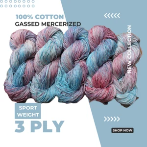5 x 100 Grams - 100% Gassed Mercerized Cotton - Hand Dyed - 3ply - 1400 Yards 11 - Picture 1 of 1