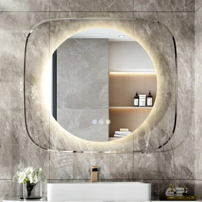 LED Badspiegel mit Beleuchtung 80x70 Badezimmerspiegel Wandspiegel Lichtspiegel - Bild 1 von 4