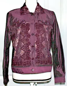 Womans Coldwater Creek Plum Colored Silk Jacket/Shell Fully Lined Petitie Medium - Picture 1 of 8