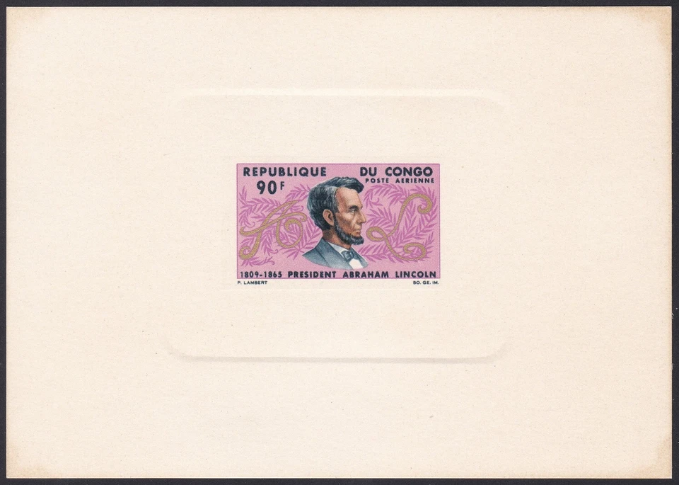 Congo ScC35 Centenary of death of Abraham Lincoln (1809-65), Deluxe Proof - Image 1 of 1
