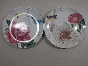 Fringe Studio Decorative Butterfly And Floral 8" Dessert / Salad Plate Set of 2 - Picture 1 of 4