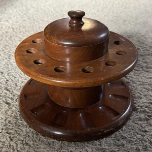 Vintage Pipe Stand Wood Holds 12 Pipes Tobacco Holder Smoking - Picture 1 of 8