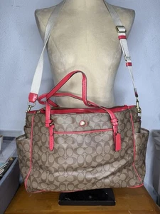 Bolso de hombro Coach Peyton Signature Logo caqui rosa acento - Imagen 1 de 22