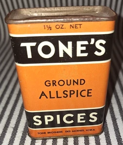 VINTAGE TONE'S HALLOWEEN SCHWARZ & ORANGE GEMAHLEN PIMENT GEWÜRZE DOSE - DES MOINES IOWA - Bild 1 von 6