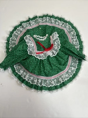 Vintage Bryan Baby Girl Holiday Green Dress Red Lace Ribbon Size 12 Months 80s - Image 1 of 4