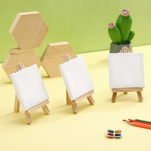 12 juegos caballete de madera niño lienzo en blanco para pintar mini lienzos - Imagen 1 de 12