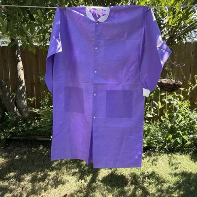 Casacos de laboratório descartáveis fantasia de grupo de Halloween comprimento do joelho punho de malha roxo GG - Imagem 1 de 4