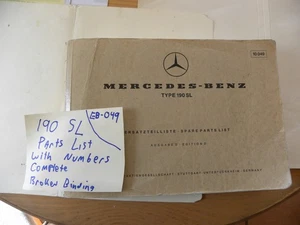 1963 Mercedes Benz 190SL 190 SL Dealer Level Spare Parts Book List - IN GERMAN - Picture 1 of 16