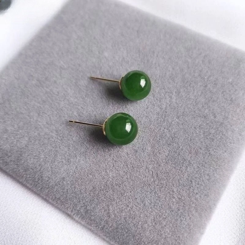 1 par de nuevos pendientes de plata tibetana de jade hetiano natural de alta calidad Foto 1 de 4