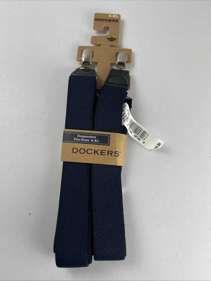 DOCKERS Men's Solid Suspender Navy One Size