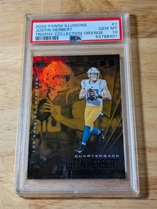 2020 Panini Illusions Justin Herbert Trophy Collection Orange #7 RC PSA 10 - Bild 1 von 2