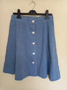 Vintage Ladies C & A Denim Look Button Up Skirt 1980's 28" Waist Blue - Picture 1 of 5