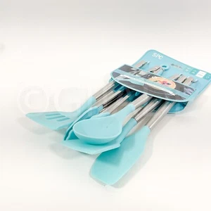 5 Pieces Kitchen Utensil Tools Set Silicone & Stainless Steel New - Picture 1 of 5