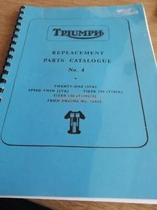 TRIUMPH 350 / 500cc REPLACEMENT PARTS CATALOGUE No4 3TA, T100 VINTAGE MOTORCYCLE - Picture 1 of 6