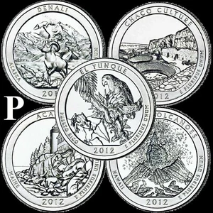 2012 P QUARTER SET National Parks ATB (5) Coins Uncirculated !Free Shipping! - Picture 1 of 6