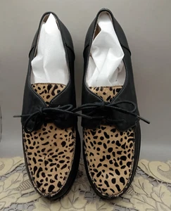 All Black Leopard Print Horse Hair and Leather Shoes 40.5  9-1/2 - Picture 1 of 4