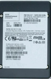Samsung PM1723b 7.68TB SSD HPE NVME MZ-WLL7T6B U.2 MZWLL7T6HMLA-000H3 2.5" SSD - Picture 1 of 4
