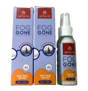 Fog Gone 2 Pack Optix-55 Anti-Fog-Spray Glasses w Non AR Lenses 2oz - Picture 1 of 9