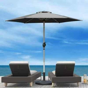 Domi 7.5ft Patio Umbrella w/Push Button Tilt and Crank for Deck, Porch, Gray - Picture 1 of 8