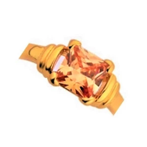 Huche Fashion Women Golden Ring, Amber Stone, Size 9 - Picture 1 of 6
