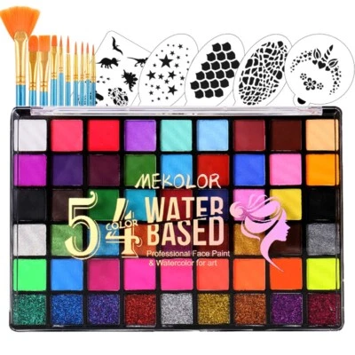 Kit de pintura facial de 54 colores con brillo de 9 colores para niños y adultos Kit de eventos de fiesta Foto 1 de 4
