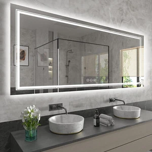 LED Bathroom Mirror Adjustable Lights Wall Mounted Anti-fog Vanity Makeup Mirror - Picture 1 of 12