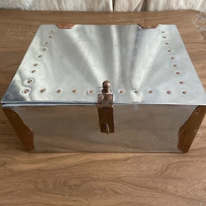 Silver & Brass Tone Decorating Storage Metal Box 10” X 8.25 X 5” - Picture 1 of 6