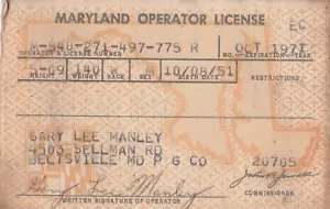 Beltsville Maryland 1971 licenza operatore cp - Foto 1 di 2