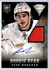 2013-14 Panini Titanium Gear Sean Monahan Rookie Auto Jersey /100 #RA-SMO