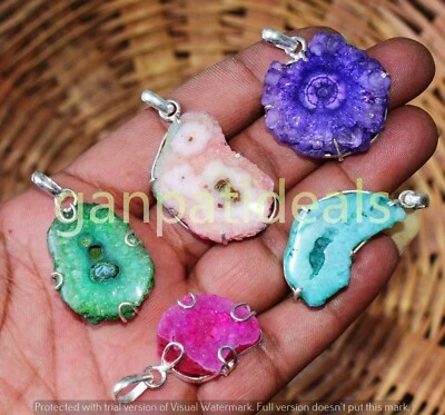 Lote atacado de pingente feito à mão folheado a prata esterlina 925 Drusy - Imagem 1 de 4