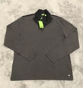 $165 HUGO BOSS Gray Herringbone Quarter Zip Pullover Sweater Men’s 2XL NWT - Picture 1 of 11