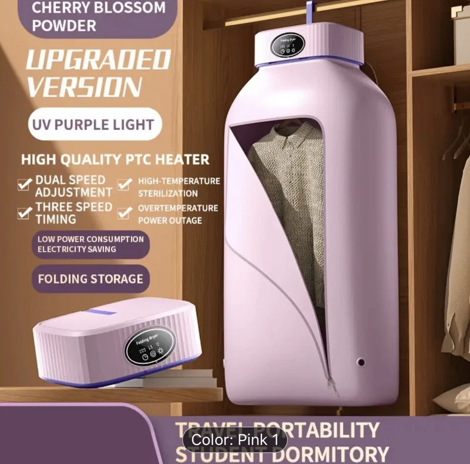 Secadora de ropa portátil eléctrica rosa de moda tiene deshumidificador.Consejo al mejor precio Foto 1 de 2