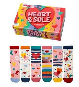 UNITED ODSOCKS CORAZÓN Y SUELA CALCETINES SEIS CALCETINES IMPARES PARA DAMAS 6 - 11 IDEA DE REGALO - Imagen 1 de 5