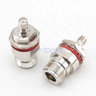SMA female jack N female bulkhead waterproof straight RF connector Coax adapter - Image 1 of 4