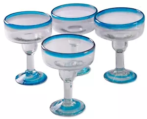 Orion Mexikanische Glaswaren - Türkis Rand Coupette Margarita - 4er Set (12 oz) - Bild 1 von 5