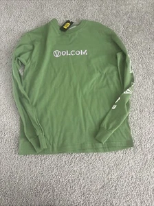 Boy's Big Youth Volcom Long Sleeve T-Shirt Green Size Large NWT - Picture 1 of 4