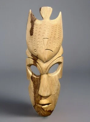 Hand Carved Vintage Wood African Mask Signed Maciv - Image 1 of 4