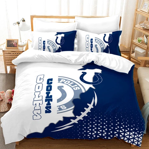 Indianapolis Colts Football Bedding Sets 3 Pieces Soft Quilt Cover Pillowcases Cover