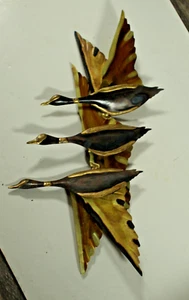 Vintage MCM  Flying Ducks Geese Brass Metal Welded  Wall Art Hanging - Picture 1 of 5
