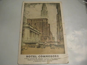 VINTAGE 1940's NEW YORK HOTEL COMMODORE USED POST CARD - Picture 1 of 1