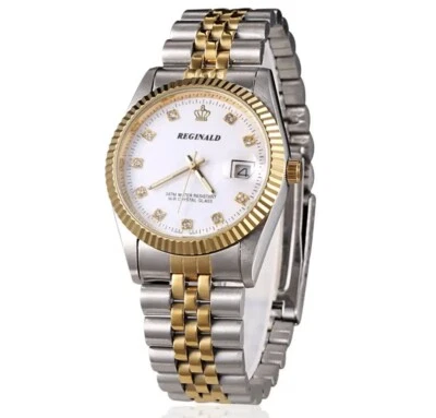 Reginald Мужские наручные часы серебро золото жемчуг белый аналоговый кварц новый аккумулятор. Новый - Изображение 1 из 4