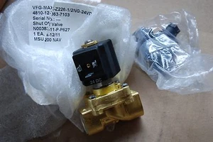 BRASS SOLENOID SHUTOFF VALVE 1/2 NPT 24VDC GERMAN HI-QUALITYNSN 4810-12-363-7103 - Picture 1 of 4