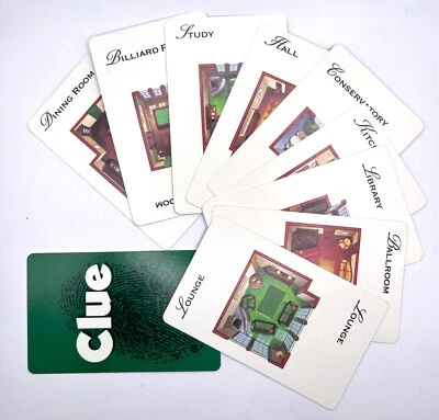 CLUE Cards Complete Set of 9 Rooms - 1996 Game Replacement Pieces Parts  - Image 1 of 4
