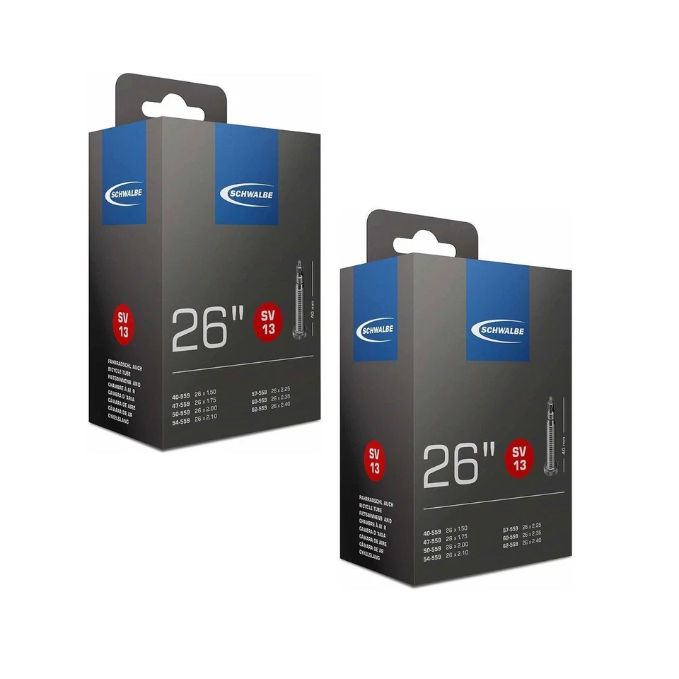 Schwalbe SV13 MTB Inner Tubes 26 x 1.50-2.40, Presta 40mm Valve (2 Pack) - image 1 of 1