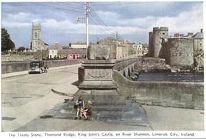 Treaty Stone Thomond Bridge King Johns Castle Limerick Irland Postkarte - Bild 1 von 2