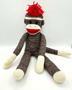 Schylling 20′′ Classic Sock Monkey Plüsch - brauner Strick, rote Lippen, gebraucht - Bild 1 von 10