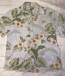 Camisa grande de mezcla de seda hawaiana azul caribeño para hombre - Imagen 1 de 3